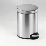 Durable Stainless Steel Pedal Bin Round 5 Litre Silver 340023