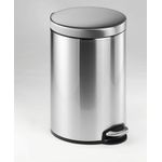Durable Stainless Steel Pedal Bin Round 12 Litre Silver 340123
