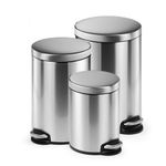Durable Stainless Steel Pedal Bin Round 12 Litre Silver 340123