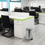 Durable Stainless Steel Pedal Bin Round 12 Litre Silver 340123