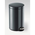 Durable Powder Coated Metal Pedal Bin Round 12 Litre Charcoal 341158