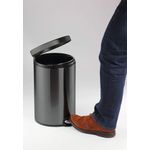 Durable Powder Coated Metal Pedal Bin Round 12 Litre Charcoal 341158