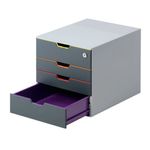 Durable VARICOLOR SAFE 4 Drawer Lockable GDPR Colour Coded Desktop Storage A4+ 760627