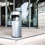 Durable Waste Bin 17 Litre Round With Ashtray Silver 333023
