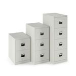 Steel 2 drawer contract filing cabinet 711mm high - goose grey