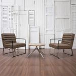 Decco lounge chair with black metal frame - faux brown leather
