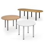 Circular silver radial leg meeting table 1000mm - Light Grey