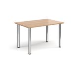 Rectangular chrome radial leg meeting table 1200mm x 800mm - beech