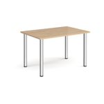 Rectangular chrome radial leg meeting table 1200mm x 800mm - Kendal oak