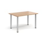 Rectangular silver radial leg meeting table 1200mm x 800mm - beech
