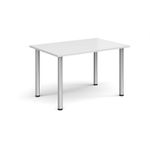Rectangular silver radial leg meeting table 1200mm x 800mm - white