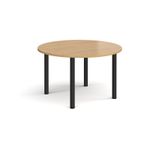 Circular black radial leg meeting table 1200mm - oak