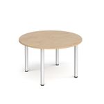 Circular silver radial leg meeting table 1200mm - Kendal Oak