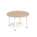Circular white radial leg meeting table 1200mm - Kendal Oak