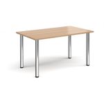 Rectangular chrome radial leg meeting table 1400mm x 800mm - beech