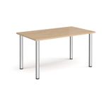 Rectangular chrome radial leg meeting table 1400mm x 800mm - Kendal oak
