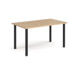 Rectangular black radial leg meeting table 1400mm x 800mm - Kendal oak