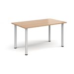 Rectangular white radial leg meeting table 1400mm x 800mm - beech