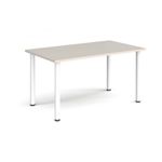 Rectangular white radial leg meeting table 1400mm x 800mm - Light Grey