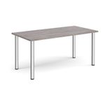 Rectangular chrome radial leg meeting table 1600mm x 800mm - grey oak