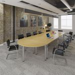 Semi circular white radial leg meeting table 1600mm x 800mm - white