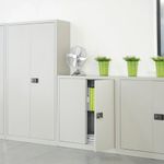 Steel contract cupboard with 3 shelves 1806mm high - goose grey