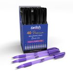 Swash Triangular Ballpoint Pens Rubber-Grip Black (Pack of 40) + 3 Free Purple BBT40BK