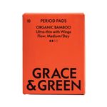Grace and Green Organic Bamboo Medium Period Pad Pack of 10 GGBAMDAY04
