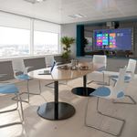 Eternal circular boardroom table 1000mm - brushed steel base, beech top