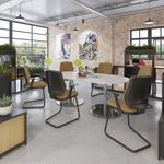 Eternal circular boardroom table 1200mm - black base, grey oak top
