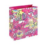 Girly Text Gift Bag Medium Pink Pack of 6 36896-3C