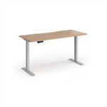Elev8 Contract 1400w Straight Sit-stand Desk 1400mm x 600mm - Silver Frame, Beech Top