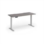 Elev8 Contract 1400w Straight Sit-stand Desk 1400mm x 600mm - Silver Frame, Grey Oak Top
