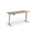 Elev8 Contract 1400w Straight Sit-stand Desk 1400mm x 600mm - Silver Frame, Kendal Oak Top