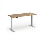 Elev8 Contract 1400w Straight Sit-stand Desk 1400mm x 600mm - Silver Frame, Oak Top