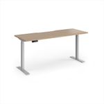 Elev8 Contract 1600w Straight Sit-stand Desk 1600mm x 600mm - Silver Frame, Kendal Oak Top
