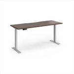 Elev8 Contract 1600w Straight Sit-stand Desk 1600mm x 600mm - Silver Frame, Walnut Top