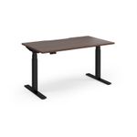Elev8 Luxe Straight Sit-Stand Desk 1400mm x 800mm - Black Frame / Walnut Top