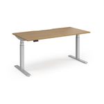Elev8 Luxe Straight Sit-Stand Desk 1600mm x 800mm - Silver Frame / Oak Top