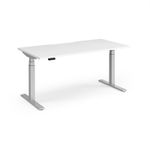 Elev8 Luxe Straight Sit-Stand Desk 1600mm x 800mm - Silver Frame / White Top