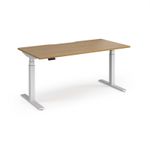 Elev8 Luxe Straight Sit-Stand Desk 1600mm x 800mm - White Frame / Oak Top