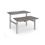 Elev8 Luxe Sit-Stand Back-To-Back Desks 1200mm x 800mm - Silver Frame / Grey Oak Top