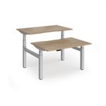 Elev8 Luxe Sit-Stand Back-To-Back Desks 1200mm x 800mm - Silver Frame / Kendal Oak Top