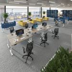 Elev8 Luxe Sit-Stand Back-To-Back Desks 1200mm x 800mm - White Frame / Walnut Top