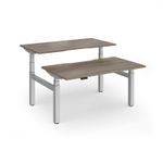 Elev8 Luxe Sit-Stand Back-To-Back Desks 1400mm x 800mm - Silver Frame / Nebraska Oak Top