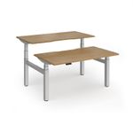 Elev8 Luxe Sit-Stand Back-To-Back Desks 1400mm x 800mm - Silver Frame / Oak Top
