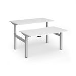 Elev8 Luxe Sit-Stand Back-To-Back Desks 1400mm x 800mm - Silver Frame / White Top