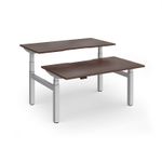 Elev8 Luxe Sit-Stand Back-To-Back Desks 1400mm x 800mm - Silver Frame / Walnut Top