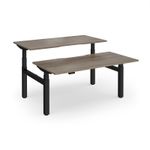 Elev8 Luxe Sit-Stand Back-To-Back Desks 1600mm x 800mm - Black Frame / Nebraska Oak Top