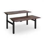 Elev8 Luxe Sit-Stand Back-To-Back Desks 1600mm x 800mm - Black Frame / Walnut Top